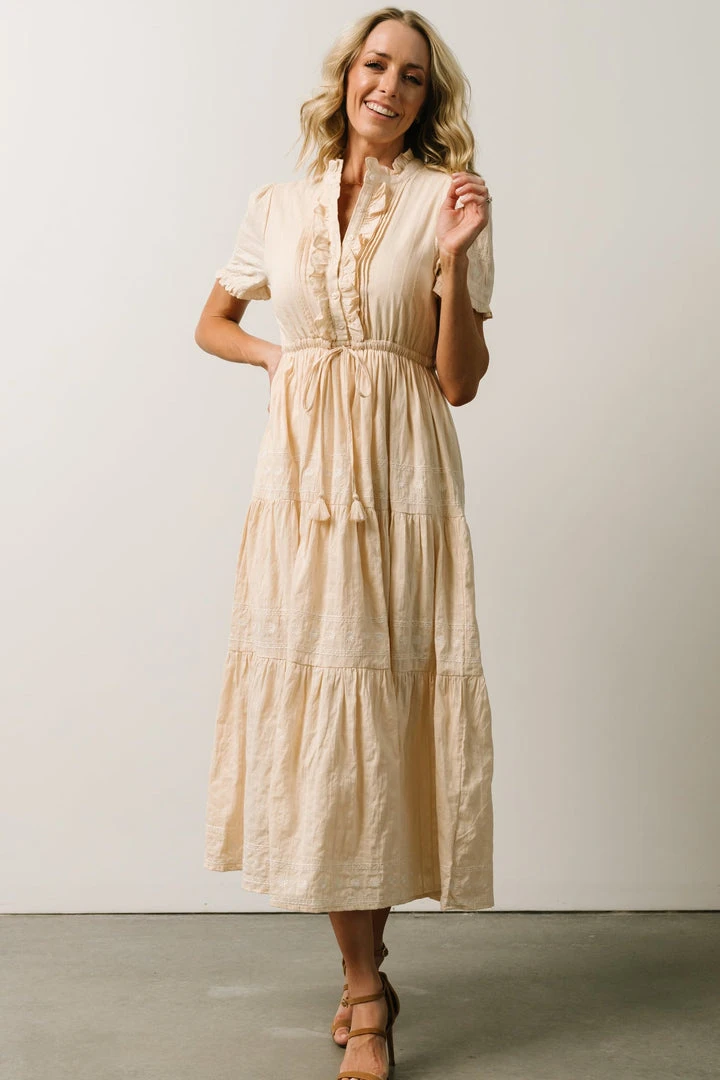 IL Lucy Button Front Midi Dress | Vintage Cream Midi Dresses 8 IL Lucy Button Front Midi Dress | Vintage Cream Midi Dresses