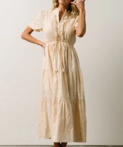 IL Lucy Button Front Midi Dress | Vintage Cream Midi Dresses 14 IL Lucy Button Front Midi Dress | Vintage Cream Midi Dresses