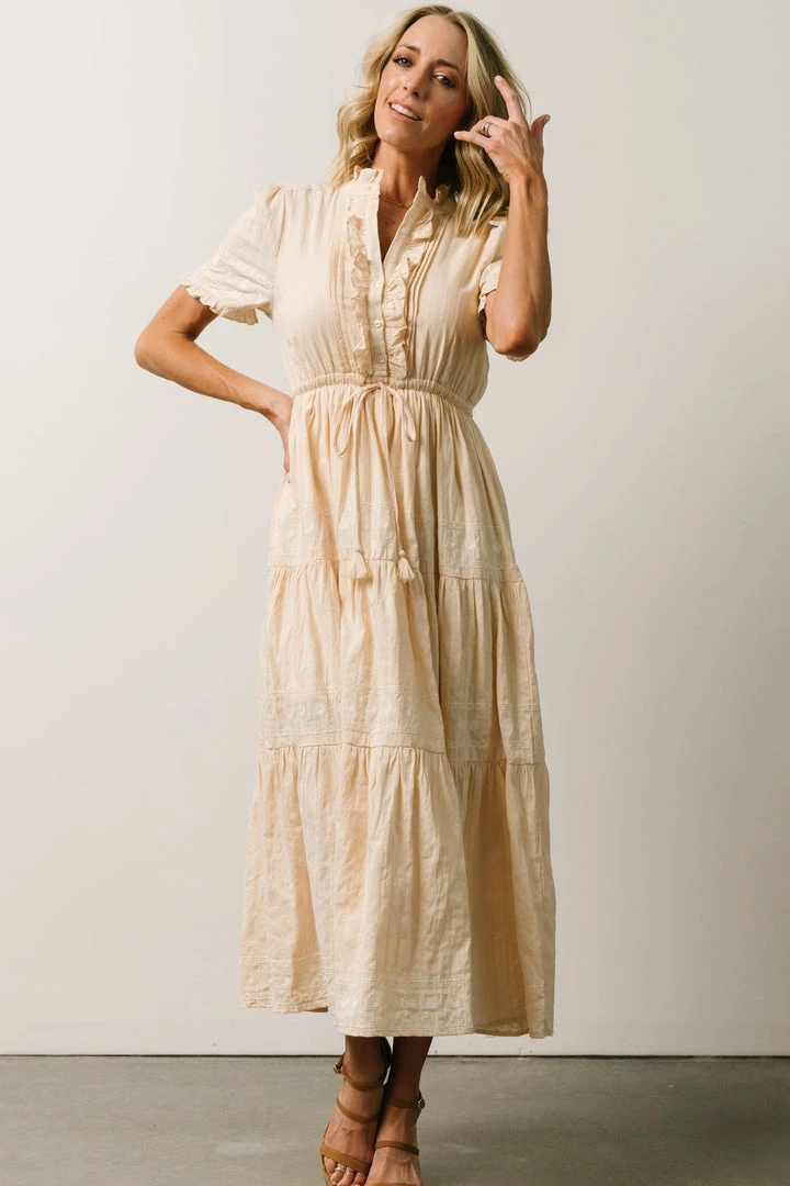 IL Lucy Button Front Midi Dress | Vintage Cream Midi Dresses 7 IL Lucy Button Front Midi Dress | Vintage Cream Midi Dresses
