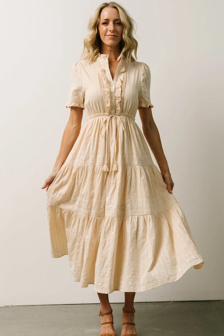 IL Lucy Button Front Midi Dress | Vintage Cream Midi Dresses 6 IL Lucy Button Front Midi Dress | Vintage Cream Midi Dresses