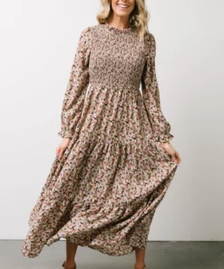HAY Luella Smocked Maxi Dress | Beige + Mauve Floral 17 HAY Luella Smocked Maxi Dress | Beige + Mauve Floral