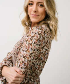 HAY Luella Smocked Maxi Dress | Beige + Mauve Floral 11 HAY Luella Smocked Maxi Dress | Beige + Mauve Floral