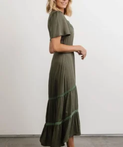 POL Lumi Tiered Maxi Dress | Dusty Green Dresses