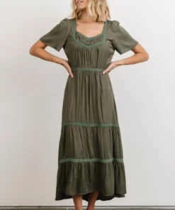 POL Lumi Tiered Maxi Dress | Dusty Green Dresses