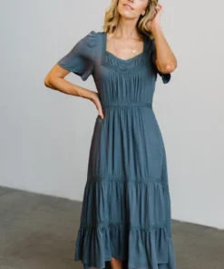 POL Lumi Tiered Maxi Dress | Slate