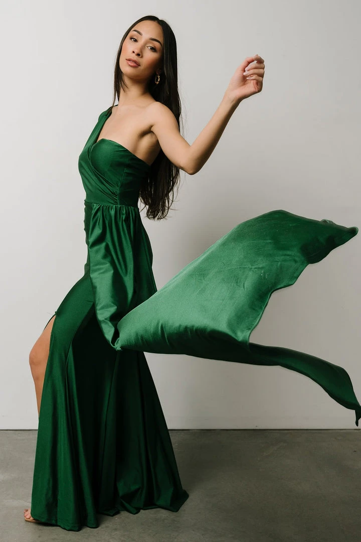 RR Dresses Lux One Shoulder Gown | Green 2 RR Dresses Lux One Shoulder Gown | Green