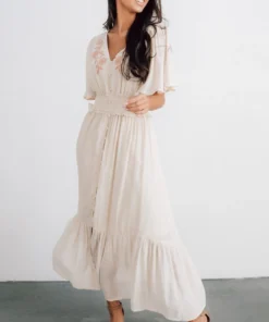 FT Dresses Luz Embroidered Maxi Dress | Natural