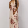 Lyla V Neck Maxi Dress | Natural + Berry Floral Dresses
