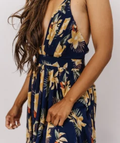 RR Lyla V Neck Maxi Dress | Navy + Gold Multi Floral 10 RR Lyla V Neck Maxi Dress | Navy + Gold Multi Floral