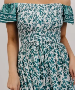 DD Dresses Mae Off Shoulder Maxi Dress | Teal Floral