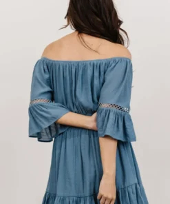 Magnolia Off Shoulder Mini Dress | French Blue