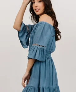 Magnolia Off Shoulder Mini Dress | French Blue