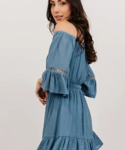 Magnolia Off Shoulder Mini Dress | French Blue