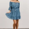 Magnolia Off Shoulder Mini Dress | French Blue