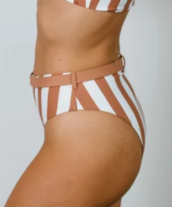 EN Swim Malta Stripe High Waisted Bikini Bottom | Tan