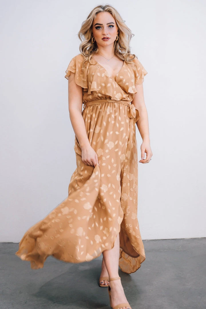 BB Custom Dresses Marion Jacquard Ruffle Maxi Dress | Natural 8 BB Custom Dresses Marion Jacquard Ruffle Maxi Dress | Natural