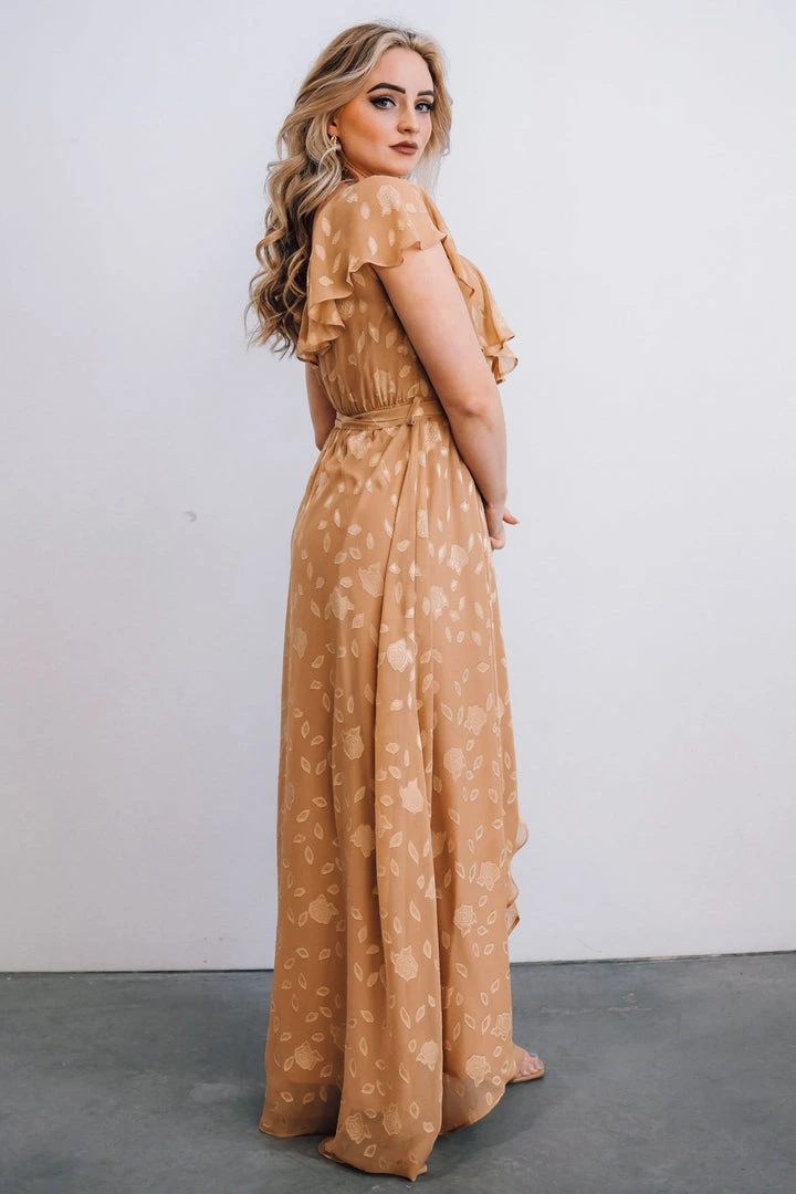 BB Custom Dresses Marion Jacquard Ruffle Maxi Dress | Natural 4 BB Custom Dresses Marion Jacquard Ruffle Maxi Dress | Natural