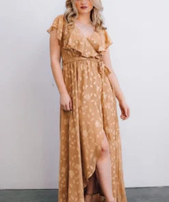 BB Custom Dresses Marion Jacquard Ruffle Maxi Dress | Natural