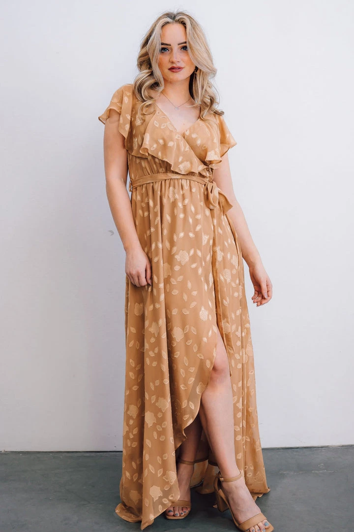 BB Custom Dresses Marion Jacquard Ruffle Maxi Dress | Natural 2 BB Custom Dresses Marion Jacquard Ruffle Maxi Dress | Natural