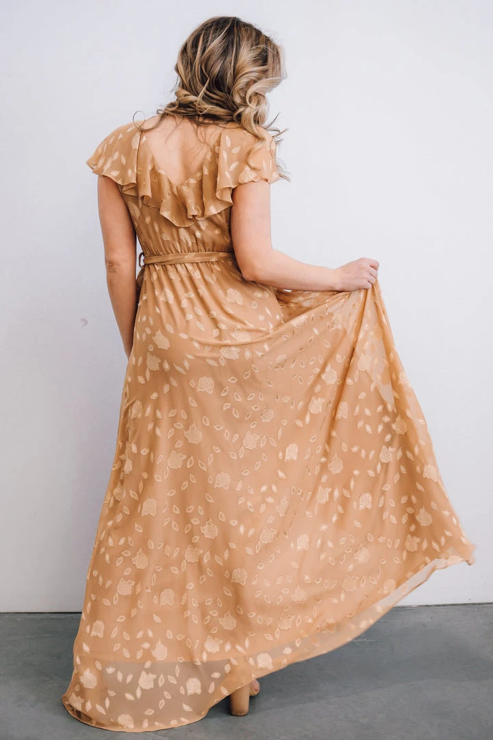 BB Custom Dresses Marion Jacquard Ruffle Maxi Dress | Natural 6 BB Custom Dresses Marion Jacquard Ruffle Maxi Dress | Natural