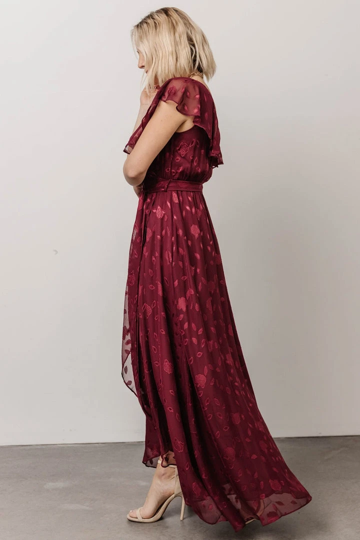BB Custom Marion Jacquard Ruffle Maxi Dress | Merlot 3 BB Custom Marion Jacquard Ruffle Maxi Dress | Merlot