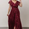 BB Custom Marion Jacquard Ruffle Maxi Dress | Merlot