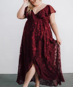 BB Custom Marion Jacquard Ruffle Maxi Dress | Merlot 22 BB Custom Marion Jacquard Ruffle Maxi Dress | Merlot