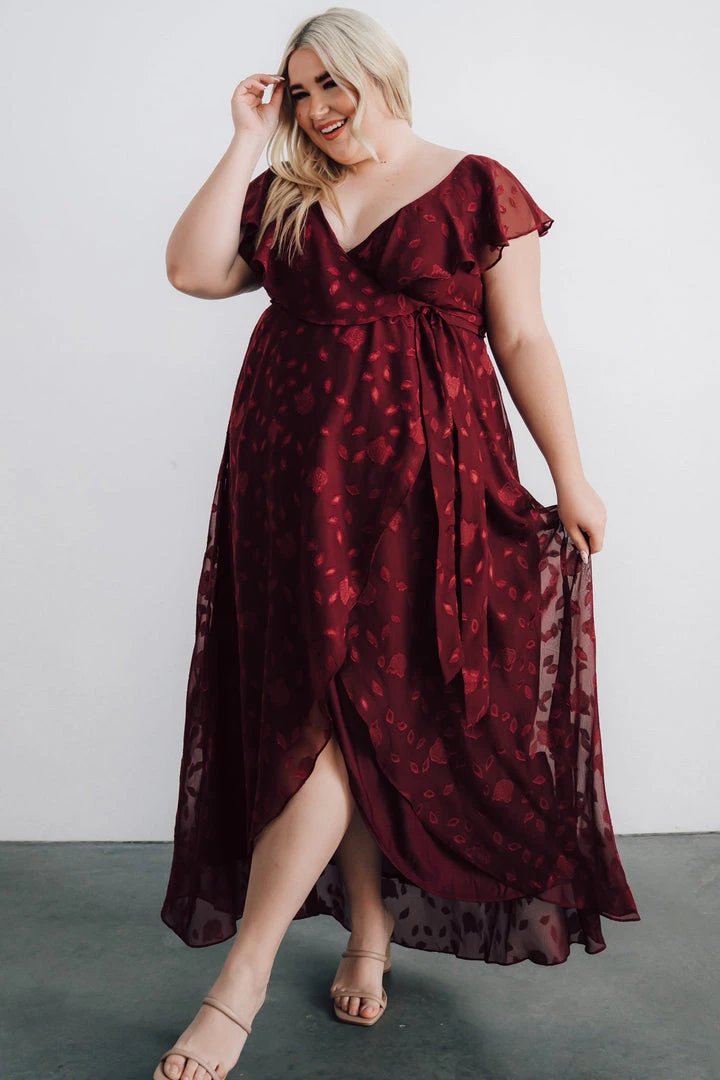 BB Custom Marion Jacquard Ruffle Maxi Dress | Merlot 11 BB Custom Marion Jacquard Ruffle Maxi Dress | Merlot