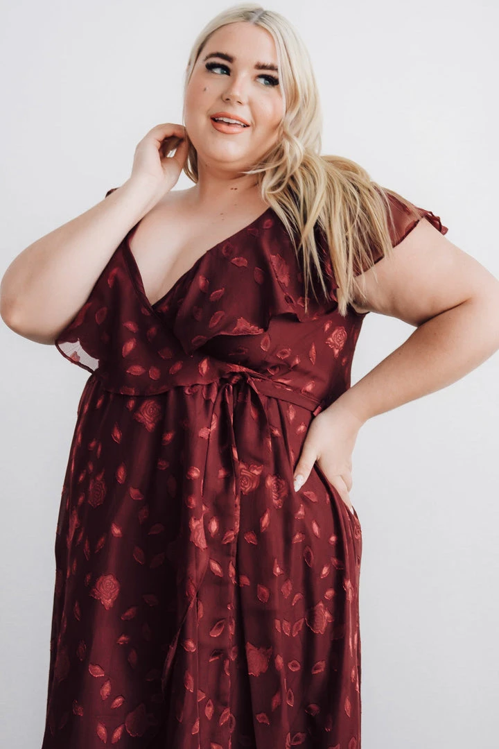 BB Custom Marion Jacquard Ruffle Maxi Dress | Merlot 7 BB Custom Marion Jacquard Ruffle Maxi Dress | Merlot