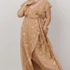 BB Custom Dresses Marion Jacquard Ruffle Maxi Dress | Natural