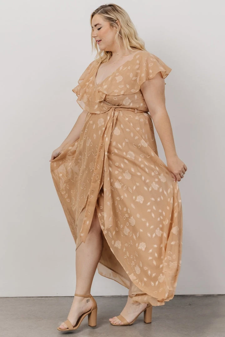 BB Custom Dresses Marion Jacquard Ruffle Maxi Dress | Natural 3 BB Custom Dresses Marion Jacquard Ruffle Maxi Dress | Natural