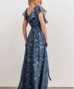BB Custom Dresses Marion Jacquard Ruffle Maxi Dress | Pacific Blue 18 BB Custom Dresses Marion Jacquard Ruffle Maxi Dress | Pacific Blue
