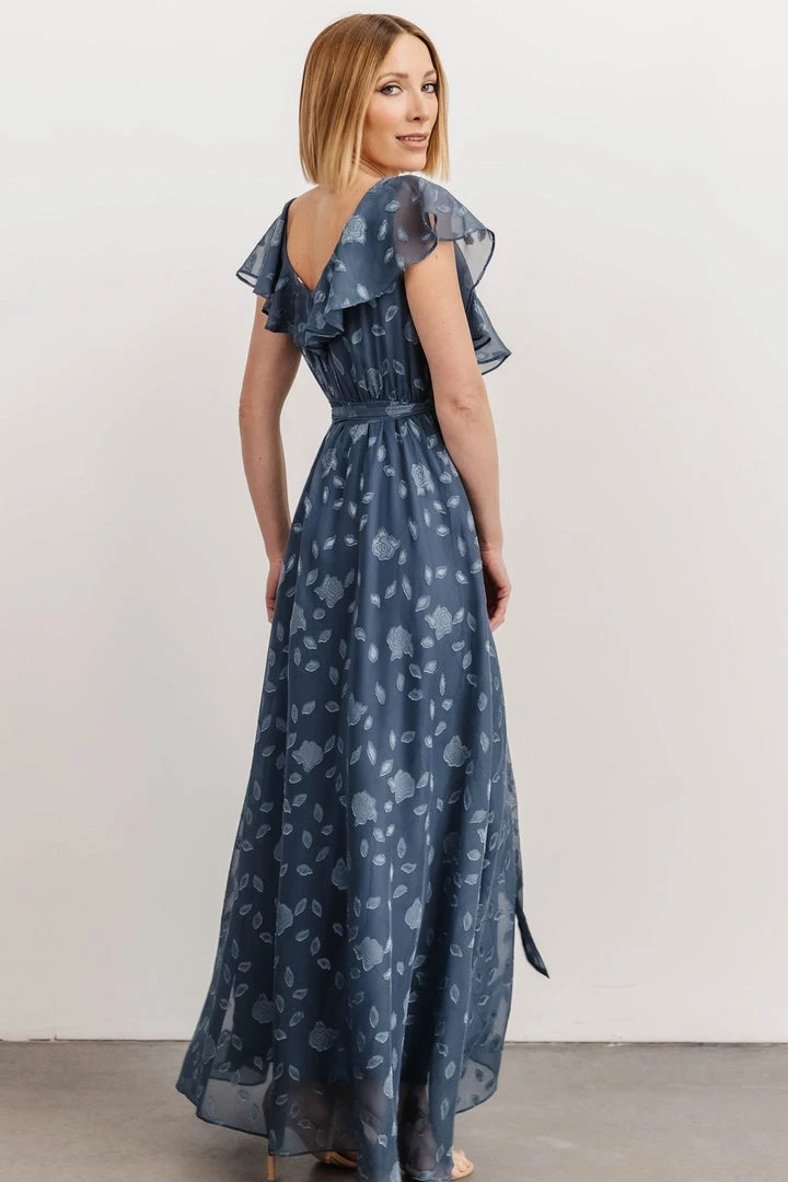 BB Custom Dresses Marion Jacquard Ruffle Maxi Dress | Pacific Blue 8 BB Custom Dresses Marion Jacquard Ruffle Maxi Dress | Pacific Blue