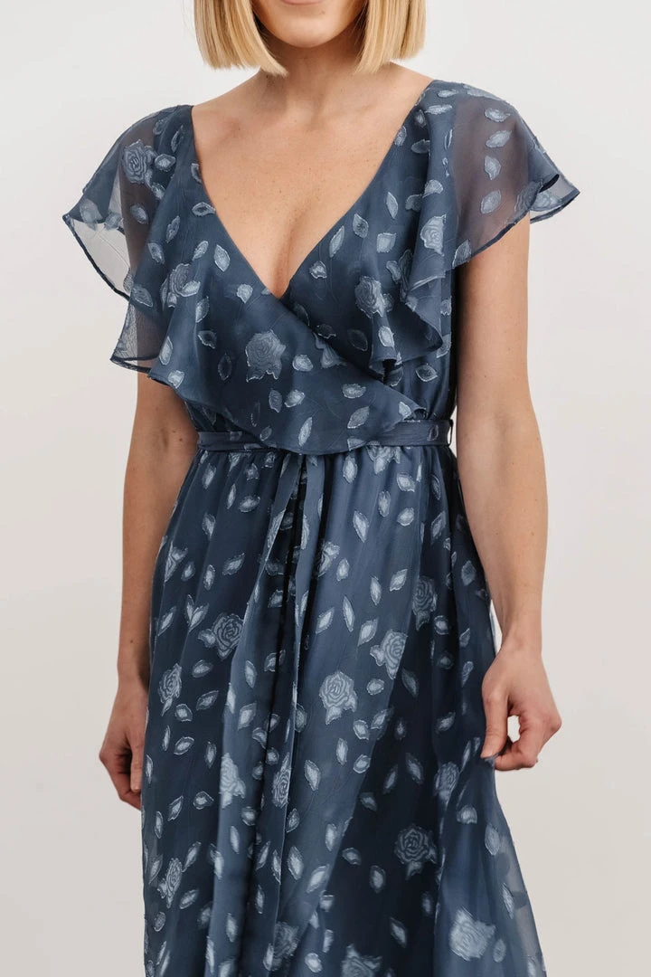 BB Custom Dresses Marion Jacquard Ruffle Maxi Dress | Pacific Blue 10 BB Custom Dresses Marion Jacquard Ruffle Maxi Dress | Pacific Blue