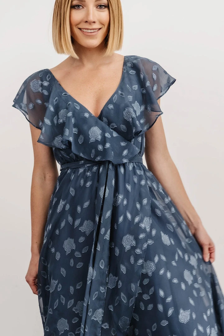 BB Custom Dresses Marion Jacquard Ruffle Maxi Dress | Pacific Blue 9 BB Custom Dresses Marion Jacquard Ruffle Maxi Dress | Pacific Blue