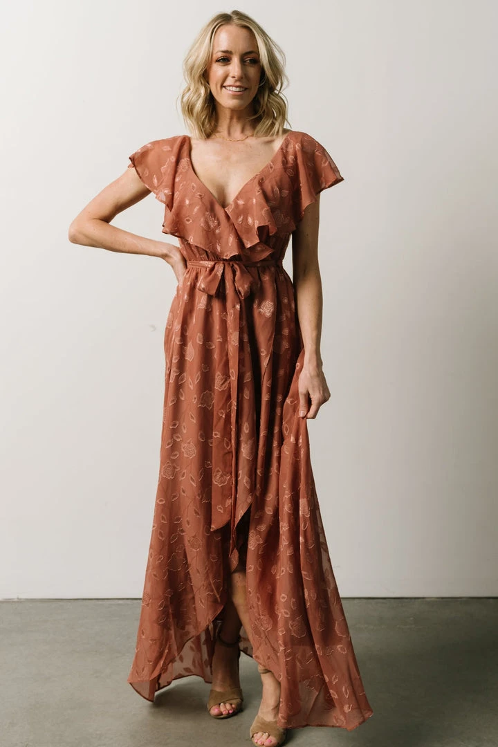 BB Custom Marion Jacquard Ruffle Maxi Dress | Rosy Brown Dresses 9 BB Custom Marion Jacquard Ruffle Maxi Dress | Rosy Brown Dresses