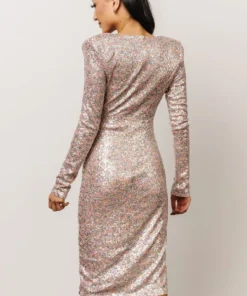 RR Dresses Marissa Sequin Midi Dress | Pink Multi