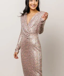 RR Dresses Marissa Sequin Midi Dress | Pink Multi