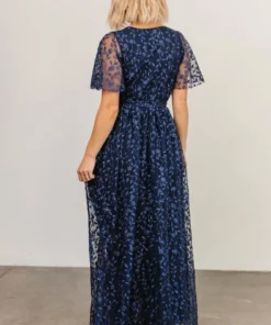 BB Custom Dresses Marseille Embossed Maxi Dress | Blue 19 BB Custom Dresses Marseille Embossed Maxi Dress | Blue
