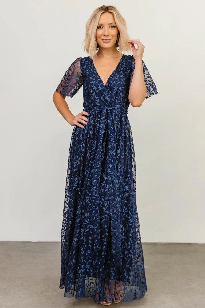 BB Custom Dresses Marseille Embossed Maxi Dress | Blue 3 BB Custom Dresses Marseille Embossed Maxi Dress | Blue