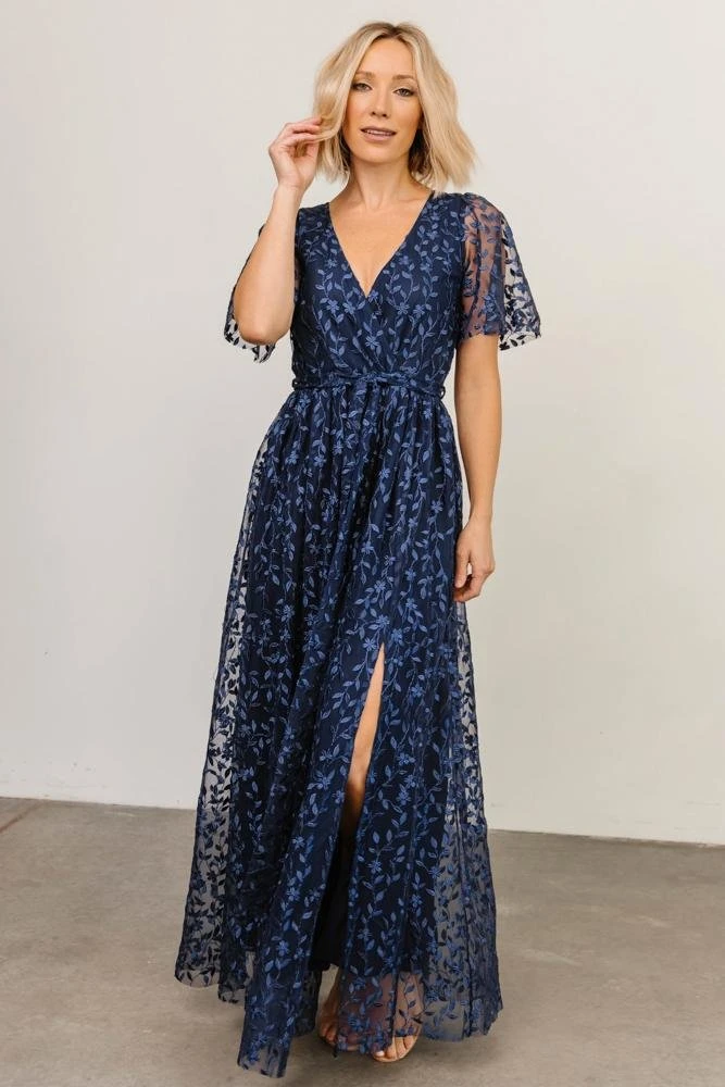 BB Custom Dresses Marseille Embossed Maxi Dress | Blue 8 BB Custom Dresses Marseille Embossed Maxi Dress | Blue