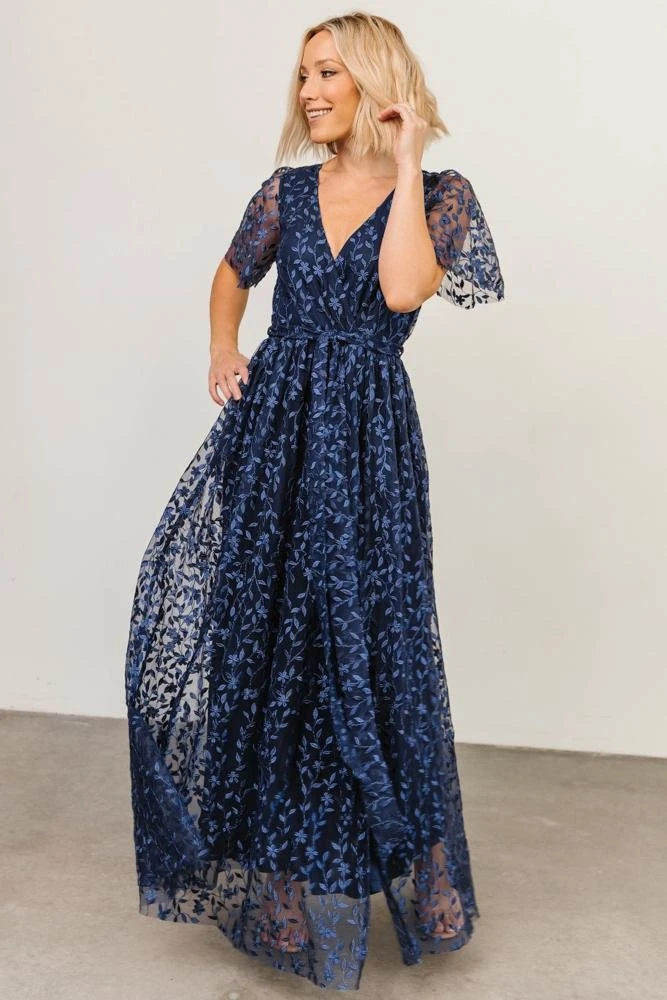 BB Custom Dresses Marseille Embossed Maxi Dress | Blue 2 BB Custom Dresses Marseille Embossed Maxi Dress | Blue