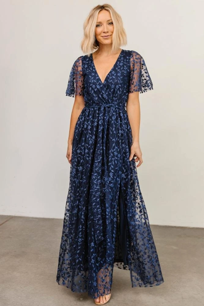 BB Custom Dresses Marseille Embossed Maxi Dress | Blue 7 BB Custom Dresses Marseille Embossed Maxi Dress | Blue