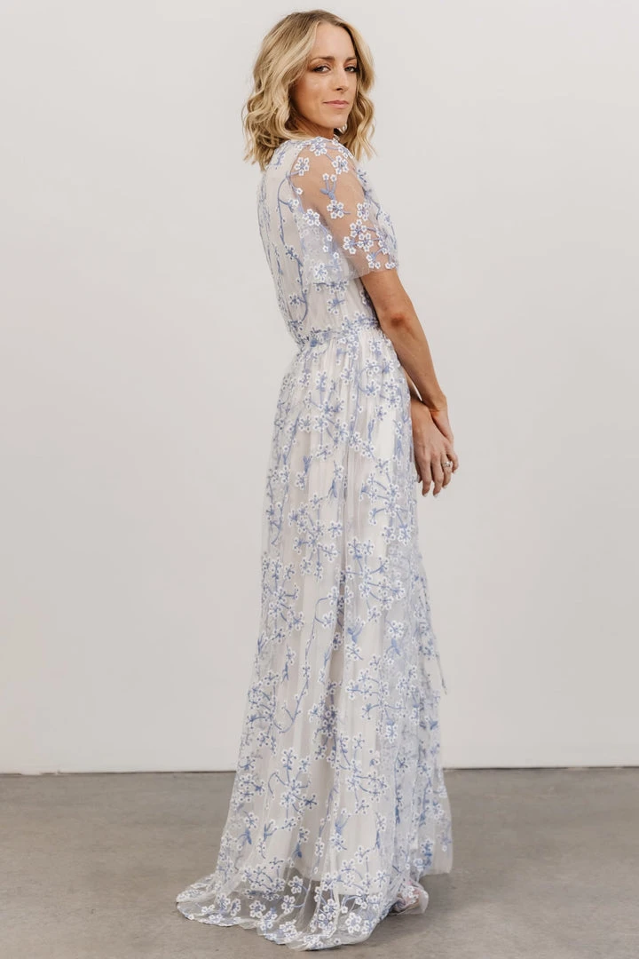 BB Custom Marseille Embossed Maxi Dress | Blue Blossom 4 BB Custom Marseille Embossed Maxi Dress | Blue Blossom
