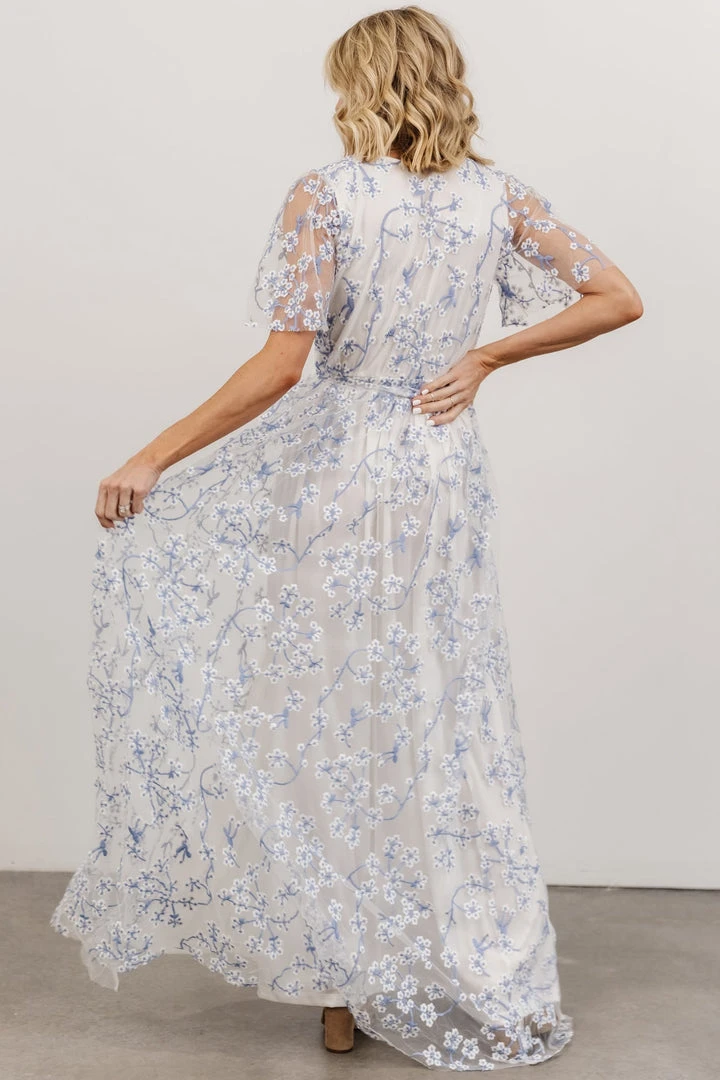 BB Custom Marseille Embossed Maxi Dress | Blue Blossom 2 BB Custom Marseille Embossed Maxi Dress | Blue Blossom