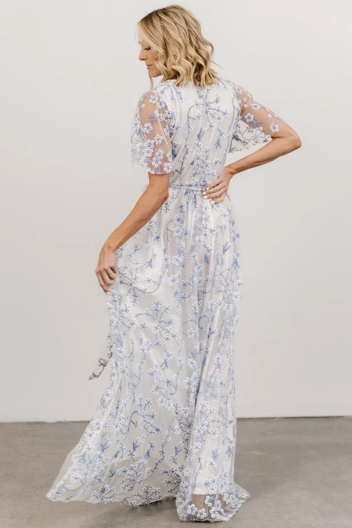 BB Custom Marseille Embossed Maxi Dress | Blue Blossom 5 BB Custom Marseille Embossed Maxi Dress | Blue Blossom