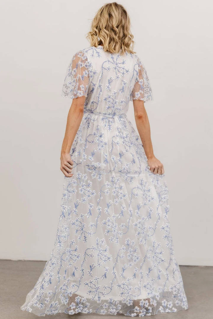 BB Custom Marseille Embossed Maxi Dress | Blue Blossom 6 BB Custom Marseille Embossed Maxi Dress | Blue Blossom