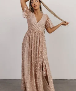 BB Custom Marseille Embossed Maxi Dress | Champagne Dresses