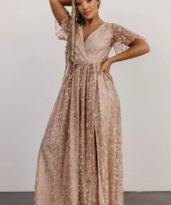 BB Custom Marseille Embossed Maxi Dress | Champagne Dresses