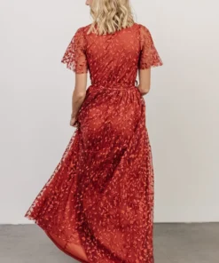BB Custom Marseille Embossed Maxi Dress | Crimson 14 BB Custom Marseille Embossed Maxi Dress | Crimson